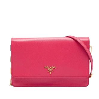 Prada Pre-owned Saffiano Crossbody Bag - Dames - Pre-owned - Roze - Maat: ONE Size Leer