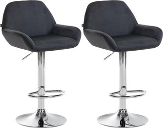Clp Clp - Set De 2 Taburetes De Cocina Braga En Terciopelo Negro Metal Cromado