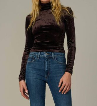 Joe's Tony Long Sleeve Velvet Top In Cacao