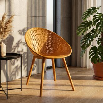 Dmora Silla Tansen, 2 Sillas, Apta Para Interior/exterior, Estructura De Pl&aacute;stico, Naranja