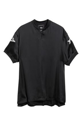 Yohji Yamamoto Liquid Logo Satin Jersey in Black at Nordstrom, Size Xx-Large