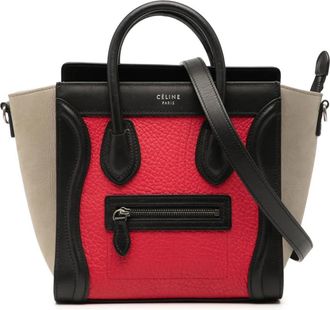 Celine Borsa tote Nano in tre colori in nabuck e pelle di vitello 2017 - Rosso
