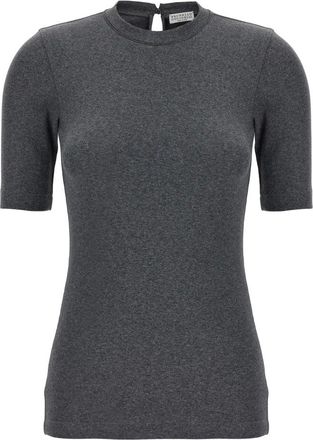Brunello Cucinelli Dames, Tops, Grijs, Maat: L Katoen