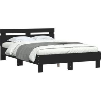 vidaXL Vidaxl - Estructura De Cama Con Cabecero Y Luces Led Negro 120x190 Cm