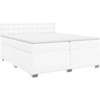 vidaXL Cama Box Spring Con Colch&oacute;n Cuero Sint&eacute;tico Blanco 200x200 Cm Vidaxl