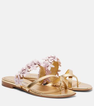 Manolo Blahnik Fiosabi appliqu&eacute; leather thong sandals