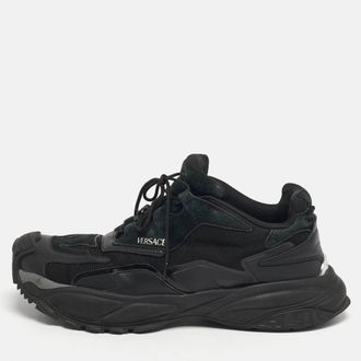 Versace Black Leather And Suede Mercury M Sneakers