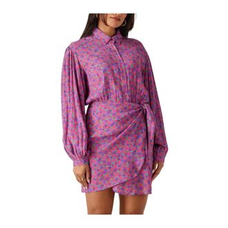 Ydence Ydence, Kleedjes, Dames, Veelkleurig, S, Denim, Paarse Mini Jurk Xena Charme