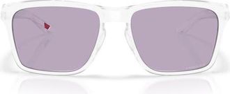 Oakley Sylas 60mm Prizm Rectangular Sunglasses in Matte Clear/prizm Slate at Nordstrom