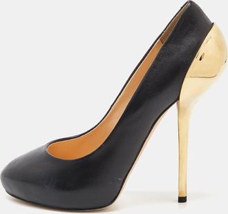 Giuseppe Zanotti Black Leather Round Toe Pumps