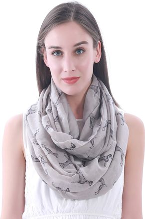 Lina & Lily Vizsla Dog Print Womens Infinity Scarf Snood Lightweight (Khaki)