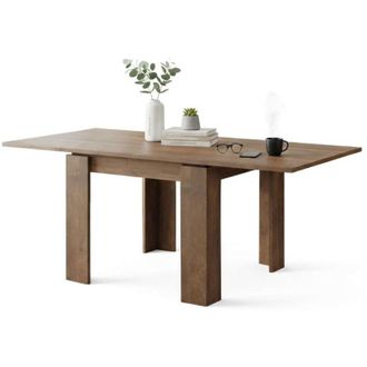 Dmora Tavolo Allungabile Popoli, Allungabile, Meccanismo Estensione a Libro, Lunghezza Massima 180 cm, 180x90x78h cm Marrone Noce