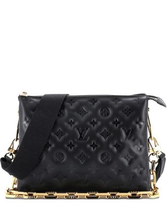 Louis Vuitton Coussin Bag PM crossbodytas van lamsleer met monogram-reli&euml;f - Zwart