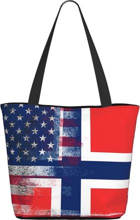 AOOEDM American Flag And Norwegian Flag Ladies Shopping Bag 13x11x7in.The Perfect ValentineS Day Gift.It Is The Best ValentineS Day Gift For Mom, Daughter, W