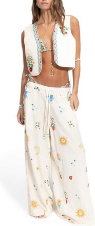 Agua Bendita Mabel Solstice Cover-Up Vest in White at Nordstrom, Size Medium