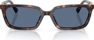 Jimmy Choo London 55mm Rectangular Sunglasses in Havana /Blue at Nordstrom
