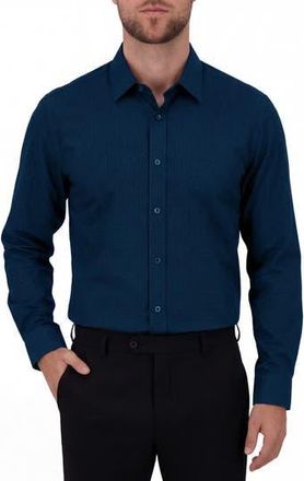 Report Collection Regular Fit Box Print 4-Way Stretch Button-Up Shirt in Navy at Nordstrom Rack, Size X-Large