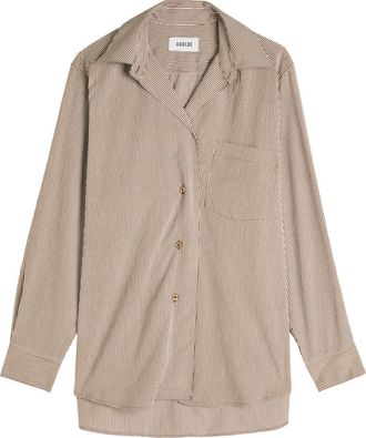 A Gold E Agolde Aris Asymmetric Striped Woven Shirt - Light Brown - M (UK12 / M)