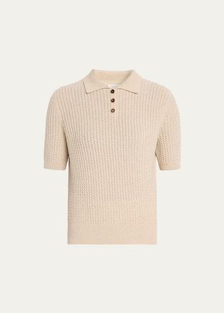 Lafayette 148 New York Cable-Knit Cashmere Polo Sweater