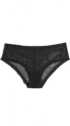 Blush Lingerie Womens Mesh Lace Trim Hipster Panty In Black