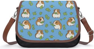 Generic Guinea Pigs Eating Coriander Leaves Womens Crossbody Bag Fashion Shoulder Handbags Message Tote Bag with Adjustable Strap