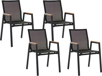 Beliani Conjunto de 4 sillas de jard&iacute;n metal negro