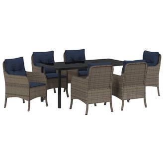 vidaXL Conjunto De Comedor De Jard&iacute;n 7 Pcs Gris Rat&aacute;n Sint&eacute;tico Vidaxl