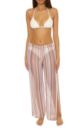 BECCA by Rebecca Virtue Paradise Open Knit Cover-Up Pants in Mineral Multi at Nordstrom, Size Large