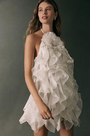 Retrof&ecirc;te Arina 100% Silk Ruffled Mini Dress