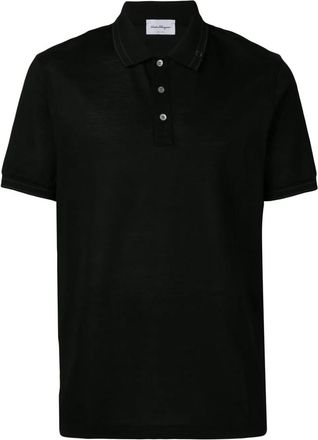 Ferragamo Mens Black Gancini Polo Shirt, Size X-Small