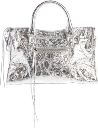 Balenciaga Mini Le City Metallic Lambskin Leather Handbag in 8122 Silver at Nordstrom