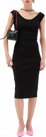 Versace Plunge Back Cotton Blend Sweater Dress in Black at Nordstrom, Size 8 Us