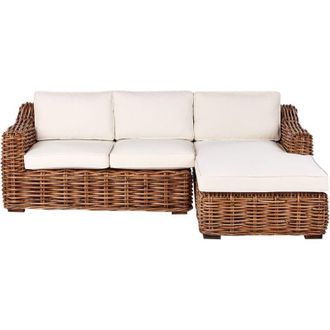 Beliani Beliani - Divano da giardino Boho a 3 posti in vero vimini di rattan con cuscini, naturale Briatico