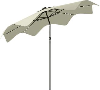 OUTSUNNY Sombrilla De Jard&iacute;n &Oslash;292x248 Cm Parasol De Terraza Manual Con 32 Luces Led Solares 8 Varillas Impermeable Y Rejillas De Ventilaci&oacute;n Para Patio Balc&oacute;n