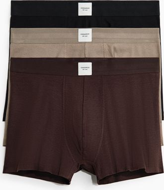 H&M 3er-Pack Kurze gerippte Trunks - Brown