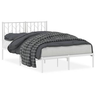 Berkfield Home Metal Bed Frame without Mattress with Headboard White 120x190cm | Size: 120x190 cm