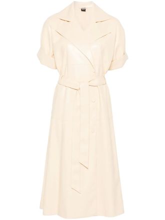 BOSS faux-leather midi dress - Yellow
