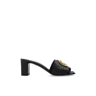 Dolce & Gabbana Heeled Mules - Dames - Muiltjes - Zwart - 38 1/2 EU - Leer - Schoenen