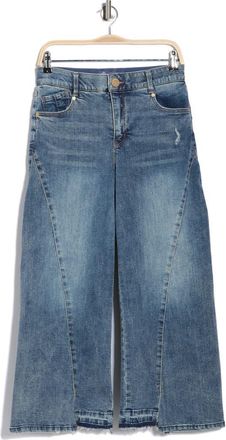 Democracy Relaxed Raw Hem Barrel Leg Jeans in Mid Blue Artisanal at Nordstrom Rack, Size 16P