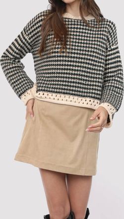 Sadie & Sage Samantha Contrast Knit Sweater In Black Multi