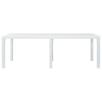 Berkfield Home Garden Table White 220x90x72 cm Plastic Rattan Look | Size: 220 x 90 x 72 cm