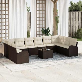 vidaXL Set Divano Da Giardino 11 Pcs Marrone Poly Rattan - Vidaxl