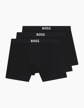 HUGO BOSS Mens Boss One 3 Pack Cotton Stretch Boxer Brief - Black - Size: 32/33/32
