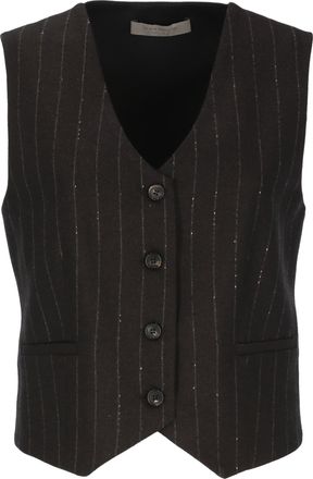 D.exterior Brown Pinstriped Wool Sweater Vest