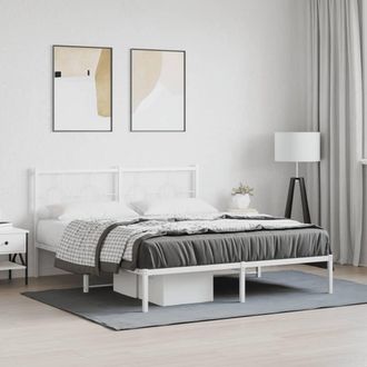 vidaXL Estructura Cama Sin Colch&oacute;n Con Cabecero Metal Blanco 160x200cm Vidaxl