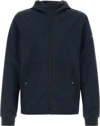 Woolrich Soft Shell Full-Zip Hoodie - Heren - Vesten met rits - Blauw - S - Polyester - Hoodies & sweatvesten
