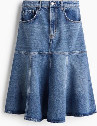 H&M Ausgestellter Denimjupe - Blue