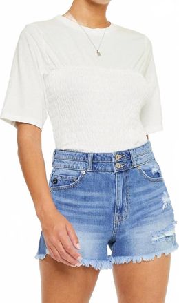 Kancan Farah Essentials High Rise Mom Short In Medium Wash