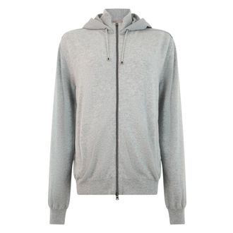 Herno Hoodies & sweatvesten, Heren, Grijs, L, Kasjmier, Hooded Sweatshirt met Rits
