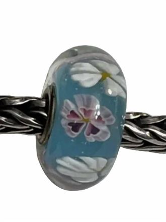 Trollbeads Womens Blooming Sakura Troll Japan Glass Bead Charm In Blue
